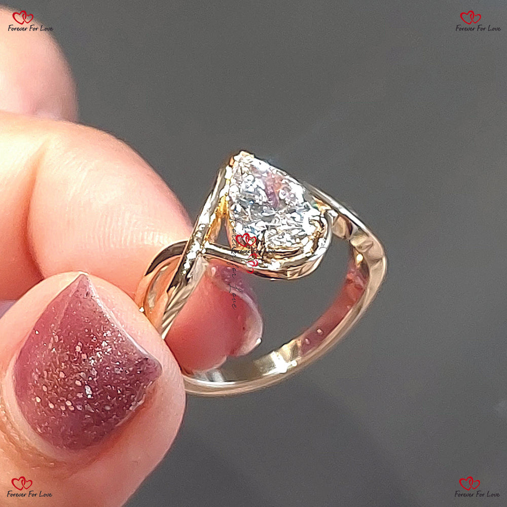 Bague de fiançailles vintage en diamant de taille ovale | Bague de mariage en diamant de taille poire pour femme | Cadeau d'anniversaire