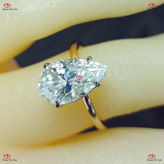 Pear Hidden Halo Engagement Ring