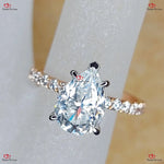 Moissanite Engagement Ring in White Gold Pave Setting Forever For Love