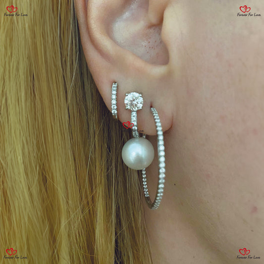 Boucles d'oreilles en or, diamant et perles naturelles des mers du Sud