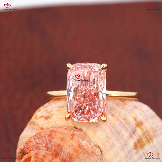 Bague avec diamant de laboratoire taille radiant rose vif de 4 carats