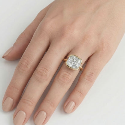 4 Karat Old Mine Lab Diamant-Ring in Zargenfassung | Kissenschliff