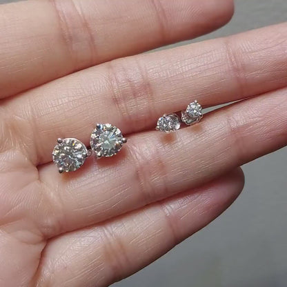Solid Gold Moissanite Stud Earrings | Brilliant Round Cut Screw Back