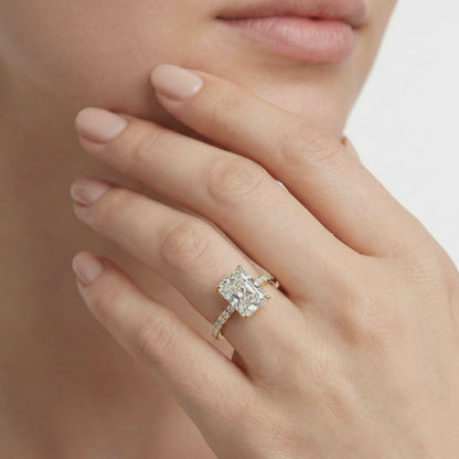 Radiant Cut Lab-Grown Diamond Engagement Ring - Hidden Halo IGI Certified