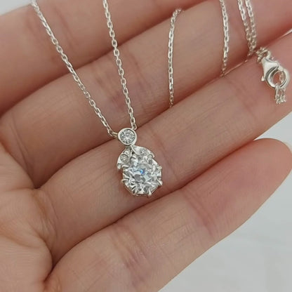 Round Diamond Necklace – Dainty Minimalist Diamond Pendant