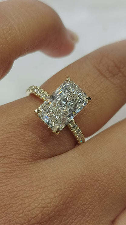 IGI Certified 2.5 Ct 14K White Gold Radiant cut Diamond Engagement Ring - Solitaire Lab Grown Radiant Diamond Ring, Large Diamond Ring