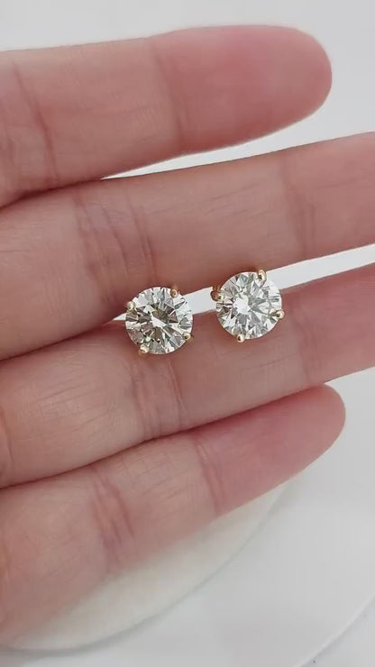 4 Carat Total Lab Grown Diamond Round Stud Earrings