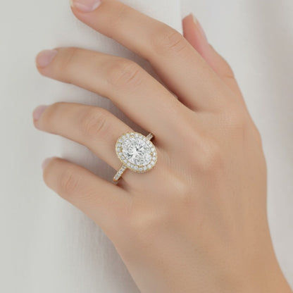 Ovaler Art Deco-Verlobungsring, Halo-Fassung