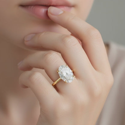 Brillanter Moissanit-Verlobungsring im Ovalschliff | Massivgold | Heiratsantrag von Haley Bieber