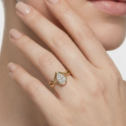 Vintage Oval Cut Lab Grown Diamond Ring |  Oval Engagement Ring | Pear Diamond Wedding Ring for Women | Anniversary Gift