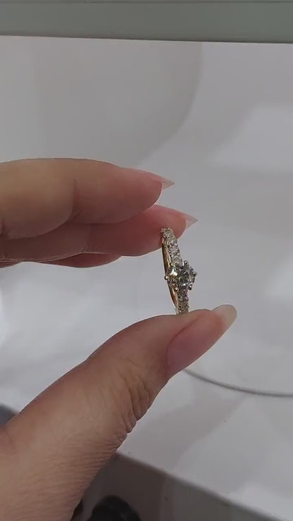 0.93 Carat Certified Natural Diamond Engagement ring, Solid Gold Bridal Ring