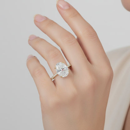 Diamant-Verlobungsring, länglicher Ovalschliff-Verlobungsring