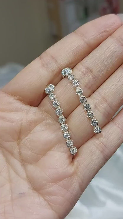 14k Gold and Diamond Dangle Earrings | 3mm Dangling Diamonds