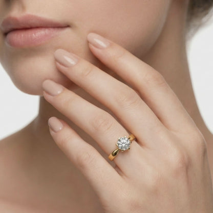 Bague classique avec diamant rond naturel de 0,50 carat