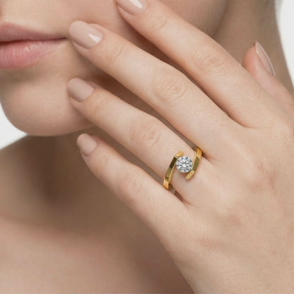 Bague solitaire unique en diamant rond de 0,5 ct