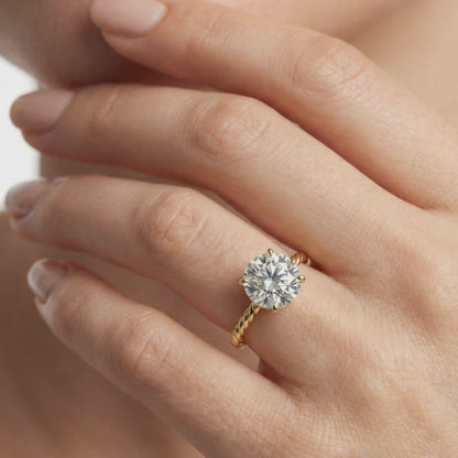 (6,5 mm) runder Vintage-Verlobungsring von Charles und Colvard