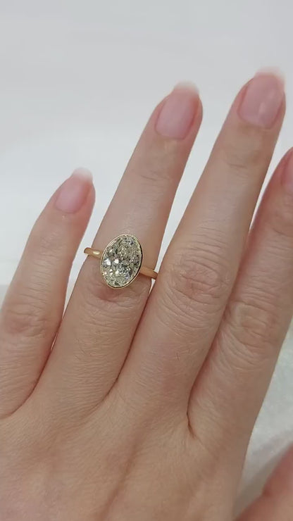 3 Carat D VVS1 Oval Lab Grown Diamond Bezel Engagement Ring