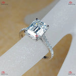 Emerald Cut Moissanite Engagement Ring in White Gold Forever For Love