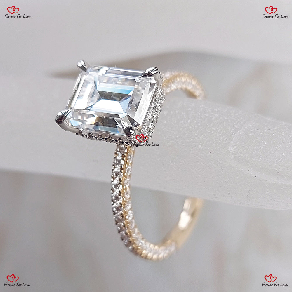 3ct Emerald Cut Forever One Engagement Ring