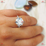 4 Carat VVS2 Clarity F Color Certified Round Cut Diamond Pave Band Engagement Ring Forever For Love