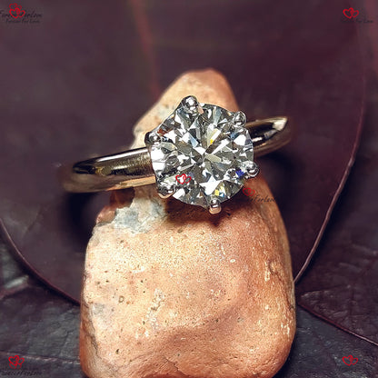 Round Solitaire Diamond Engagement Ring  | Certified Lab Created Brilliant Cut Platinum Diamond Engagement Lab Grown Anniversary Ring