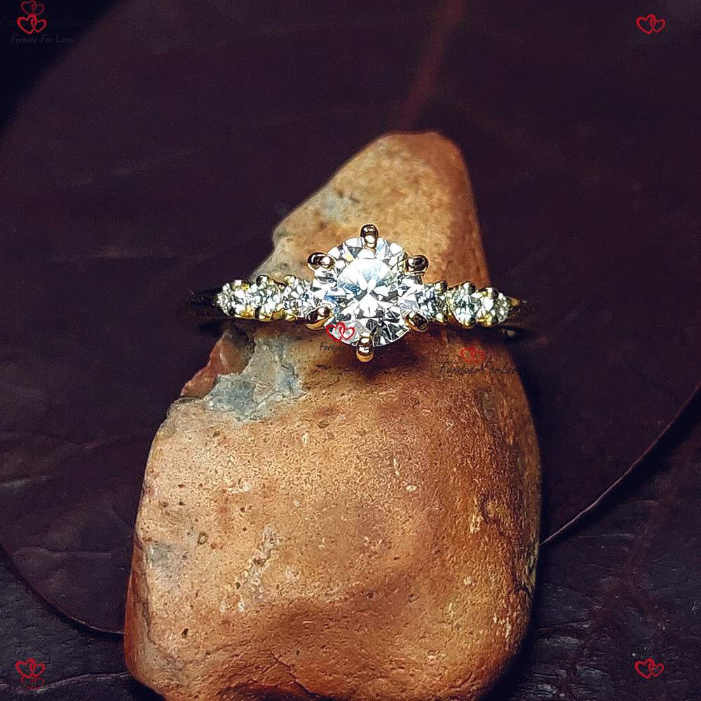 Unique Vintage Round Lab Created Diamond Engagement Ring | Round Cluster Lab Grown Engagement Ring