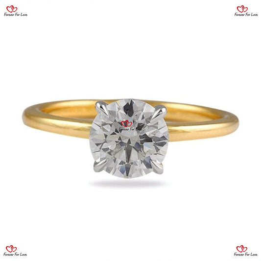 Classy Yellow Gold Solitaire Engagement Ring Two Tone Ring