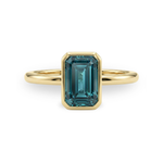 1Ct Fancy Vivid Blue Emerald Cut Bezel Set Lab Grown Diamond Ring Forever For Love