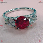 Vintage Ruby Engagement Ring - Hand Engraved Platinum Ruby and Diamond Trilogy Ring Forever For Love