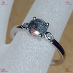 Raw Round Diamond Ring - Vintage Salt and Pepper Engagement Ring Forever For Love
