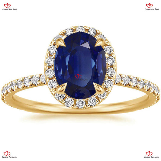 Élégance royale : bague de fiançailles en saphir bleu certifié naturel de la princesse Diana