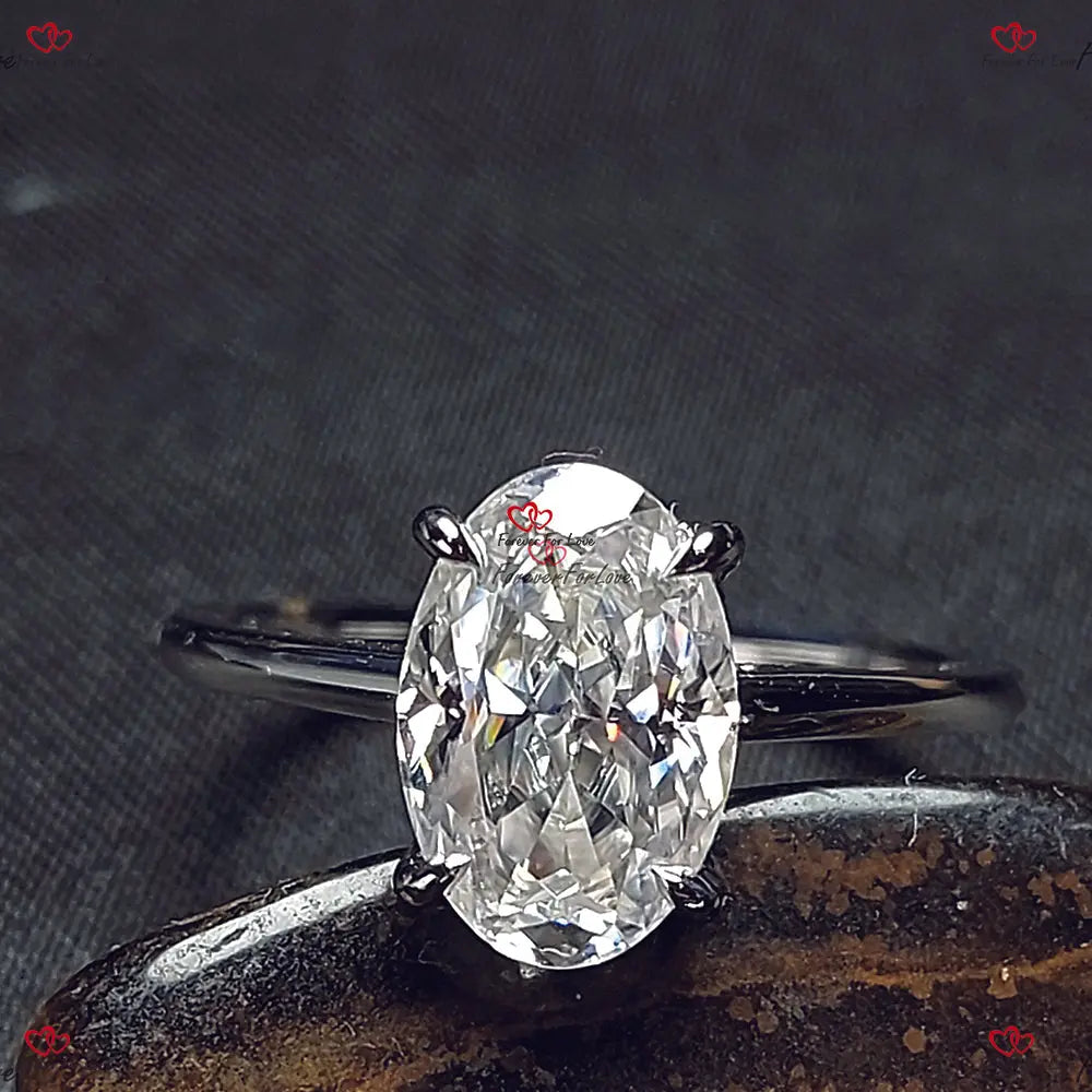 Oval Moissanite Engagement Ring | Hybrid Crushed Ice | Donut Setting Forever For Love
