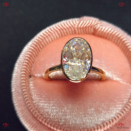 Bague de fiançailles en moissanite ovale | Bague solitaire en moissanite ovale | Bague de fiançailles à monture en or blanc