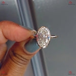 Oval Moissanite Engagement Ring |  Oval Moissanite Solitaire Ring | Bezel Setting Engagement Ring in White Gold Forever For Love