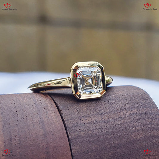 Solitär-Verlobungsring mit zertifiziertem Diamant im Asscher-Schliff - Vintage-Brautring aus massivem Gold mit GIA-Zertifikat