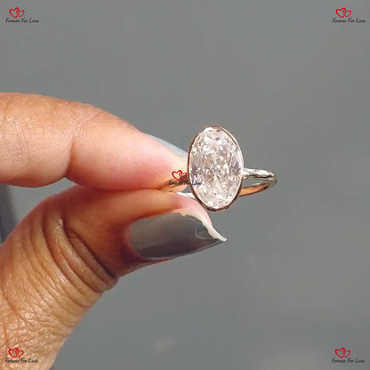 Bague de fiançailles en moissanite ovale | Bague solitaire en moissanite ovale | Bague de fiançailles à monture en or blanc