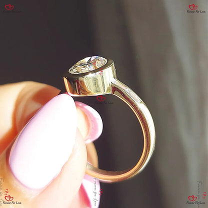 Oval Diamond Bezel Set Engagement Ring Forever For Love