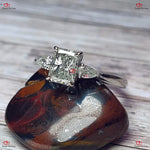 Diamond Engagement Ring |  Radiant Cut Diamond with Pear Shape Side Diamonds | Engagement Ring Proposal Forever For Love