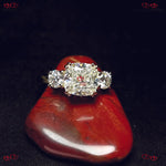 Cushion Cut Moissanite Engagement Ring | Trilogy Design | Round Side Stones | Certified Ring Forever For Love