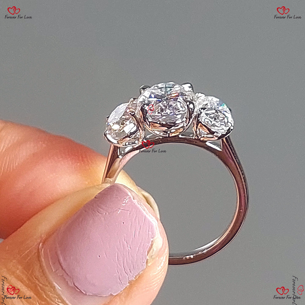 Bague de fiançailles vintage en moissanite ovale | Trilogie unique en platine | Moissanite ovale | Alliance pour femme