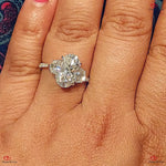 Oval Crushed Ice Engagement Ring with Pave Band Forever For Love