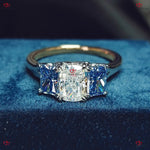 Radiant Cut Three Stone Engagement Ring Forever For Love