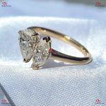 1.2 TCW Pear and Marquise Diamond Vintage Ring - IGI Certified Lab Grown Diamonds in Yellow Gold Custom Made Unique Engagement Ring Forever For Love
