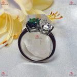 Toi Et Moi Pear and Emerald Engagement Ring Forever For Love