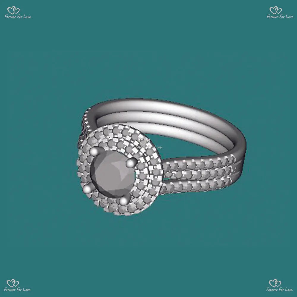 Platinum &  GIA Certified Diamond Halo Engagement Ring Double Halo Vintage Style Ring Forever For Love