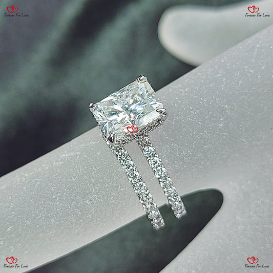 Ensemble de mariage en moissanite taille radiante Brilliant Radiance