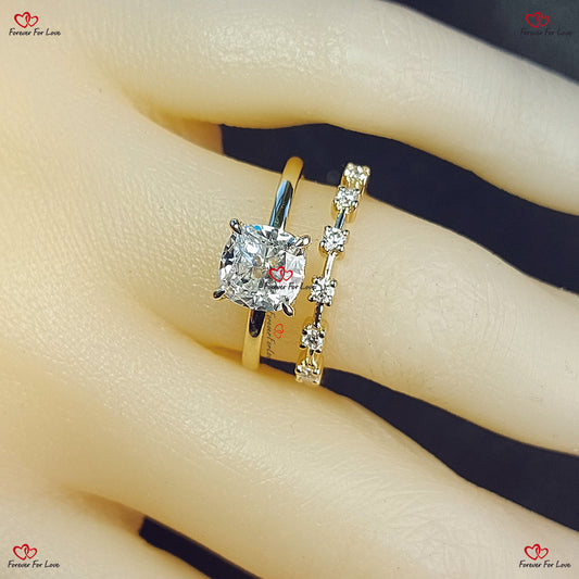 IGI Certified Lab Created Cushion Cut Diamond Engagement Ring Cushion Cut Diamond ring set Lab Grown Bridal ring set