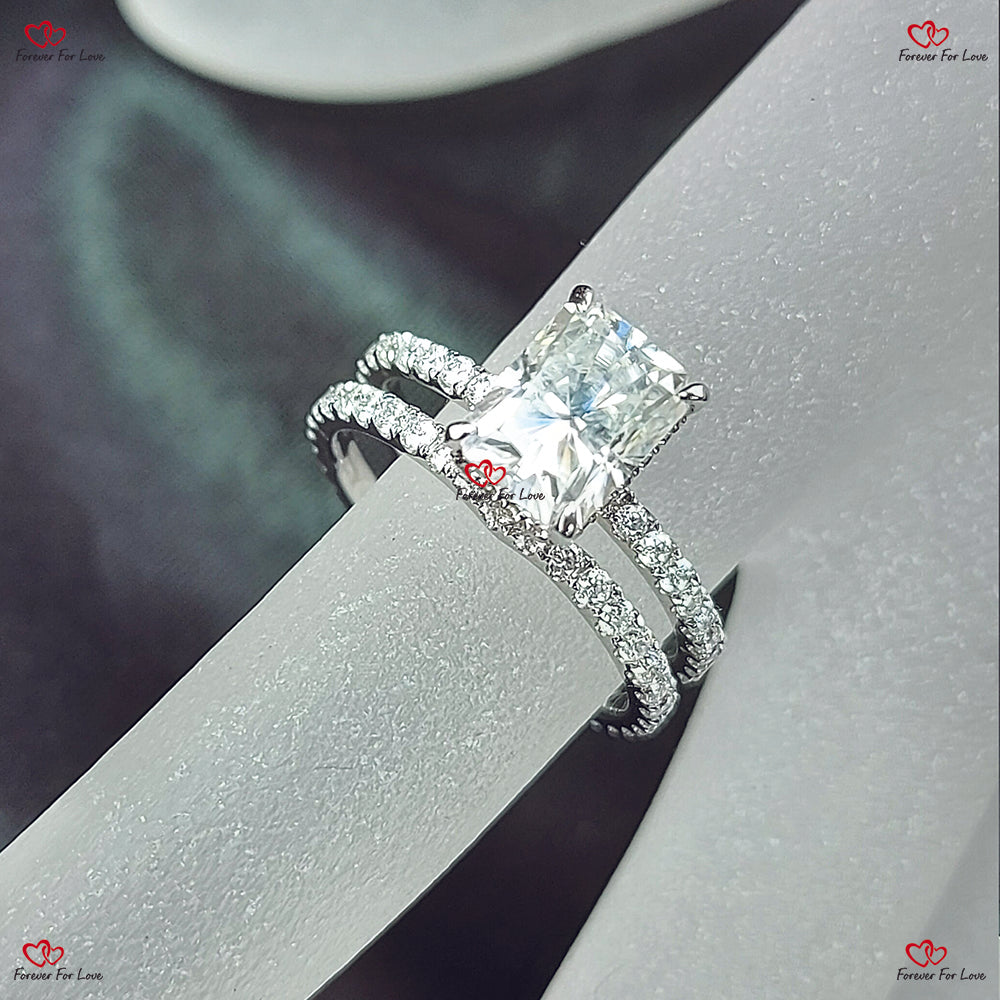 Ensemble de mariage en moissanite taille radiante Brilliant Radiance