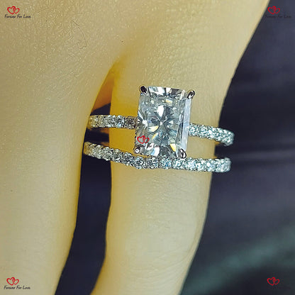 Ensemble de mariage en moissanite taille radiante Brilliant Radiance