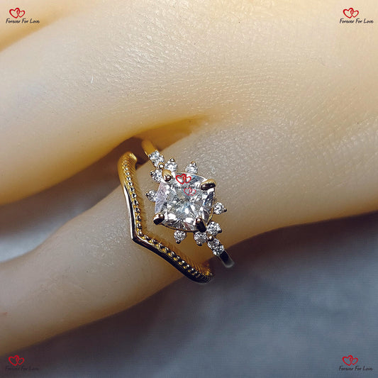 Unique Vintage Lab Created Cushion Cut Engagement Ring | 1.5 Carat G VS1 CVD Cluster Diamonds | Solid Gold | IGI Certified